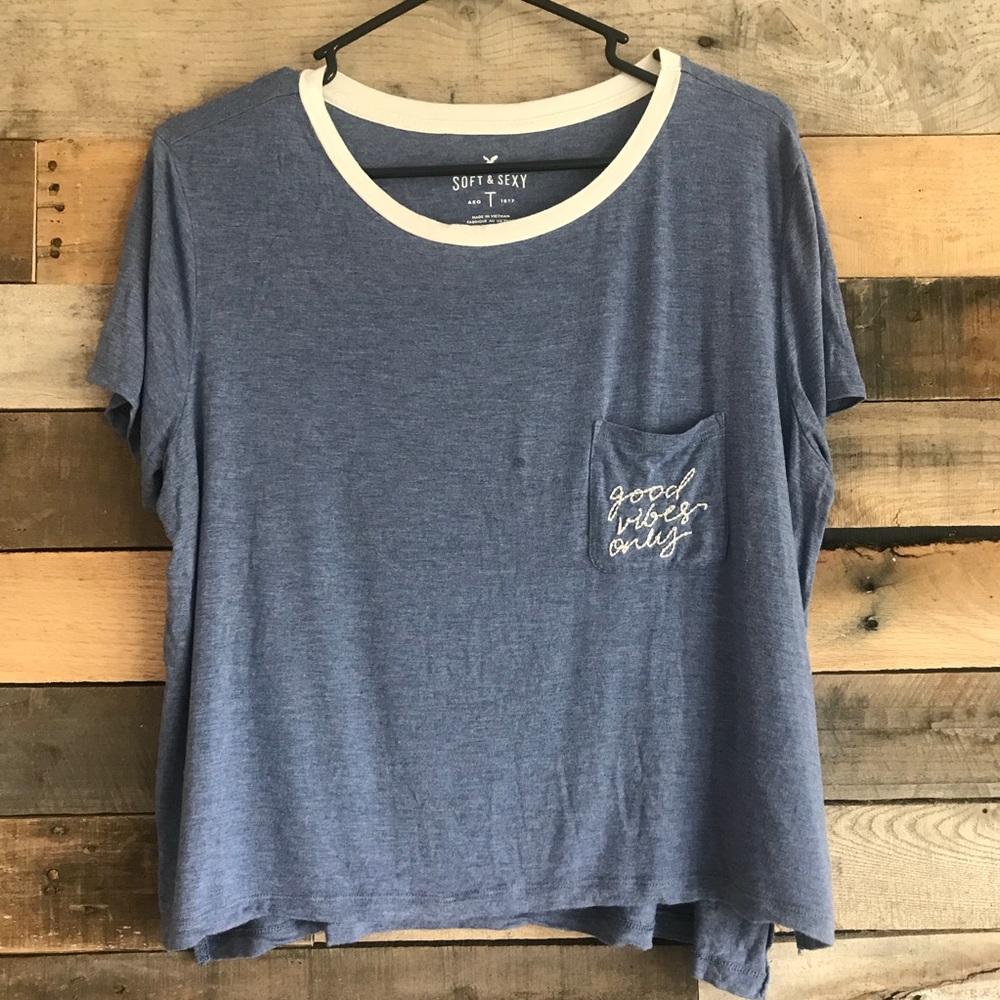 American Eagle Embroidered Pocket T-shirt
